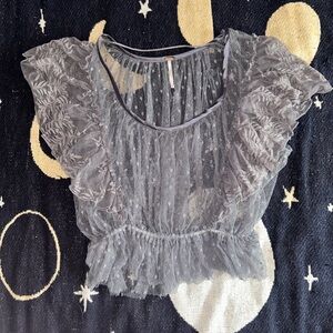 Free People Sheer Gray Lace Tunic